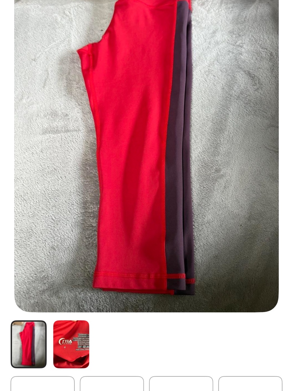 ZYIA Womans Colorblock Capri Leggings - Red & Purple